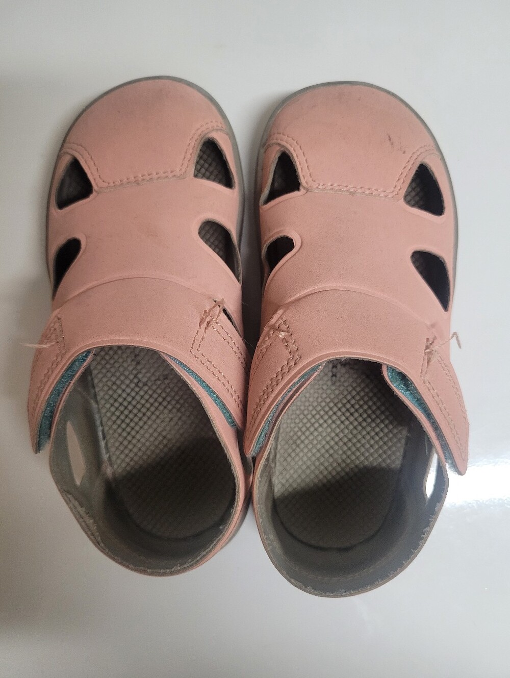 Ten Little Everyday Sandals - Kids Pink Closed-Toe Velcro Sandals